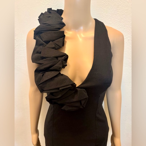 Jessica McClintock Sleeveless Black Ruffle Mini Dress - Size 4 - Picture 4 of 11